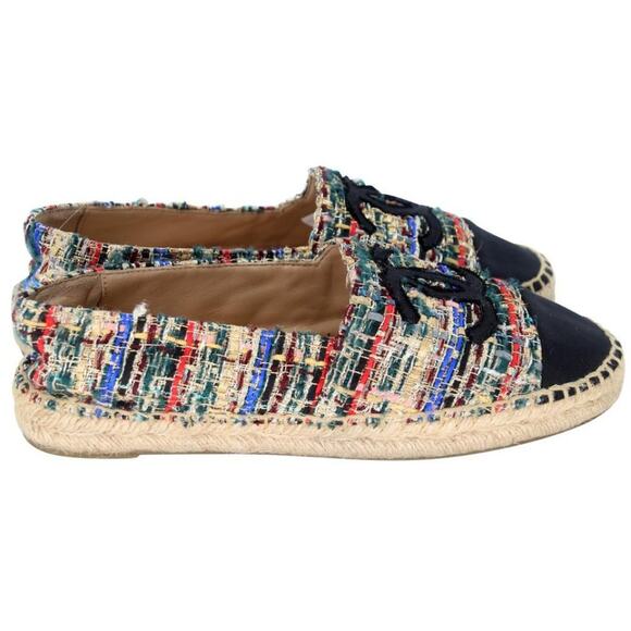 Chanel Espadrille 36 Tweed Canvas Leather Cap-toe Flats CC-0916N-0001 - Picture 6 of 11